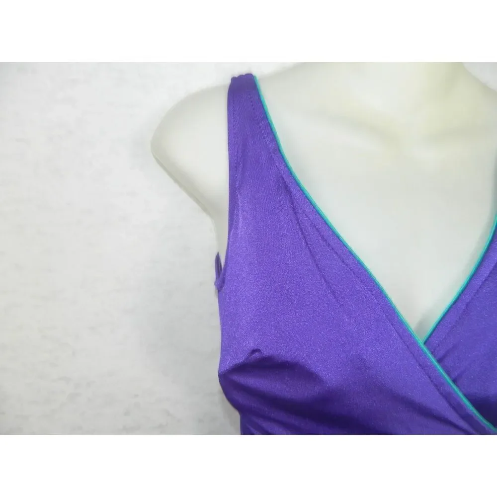 Cole of California Swimwear Purple Vintage One-Piece Pin-Up  1970's‎ Size 12